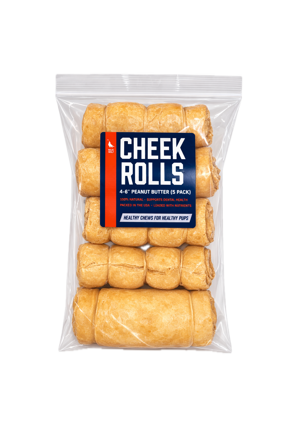 4-6” Peanut Butter Collagen Cheek Rolls (5 Pack)