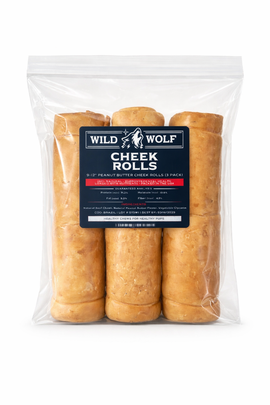 9-12” Peanut Butter Collagen Cheek Rolls (3 Pack)