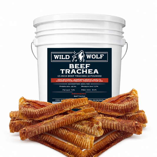 12” Beef Trachea Dog Chews (4 Pounds) Huge Bucket Value!